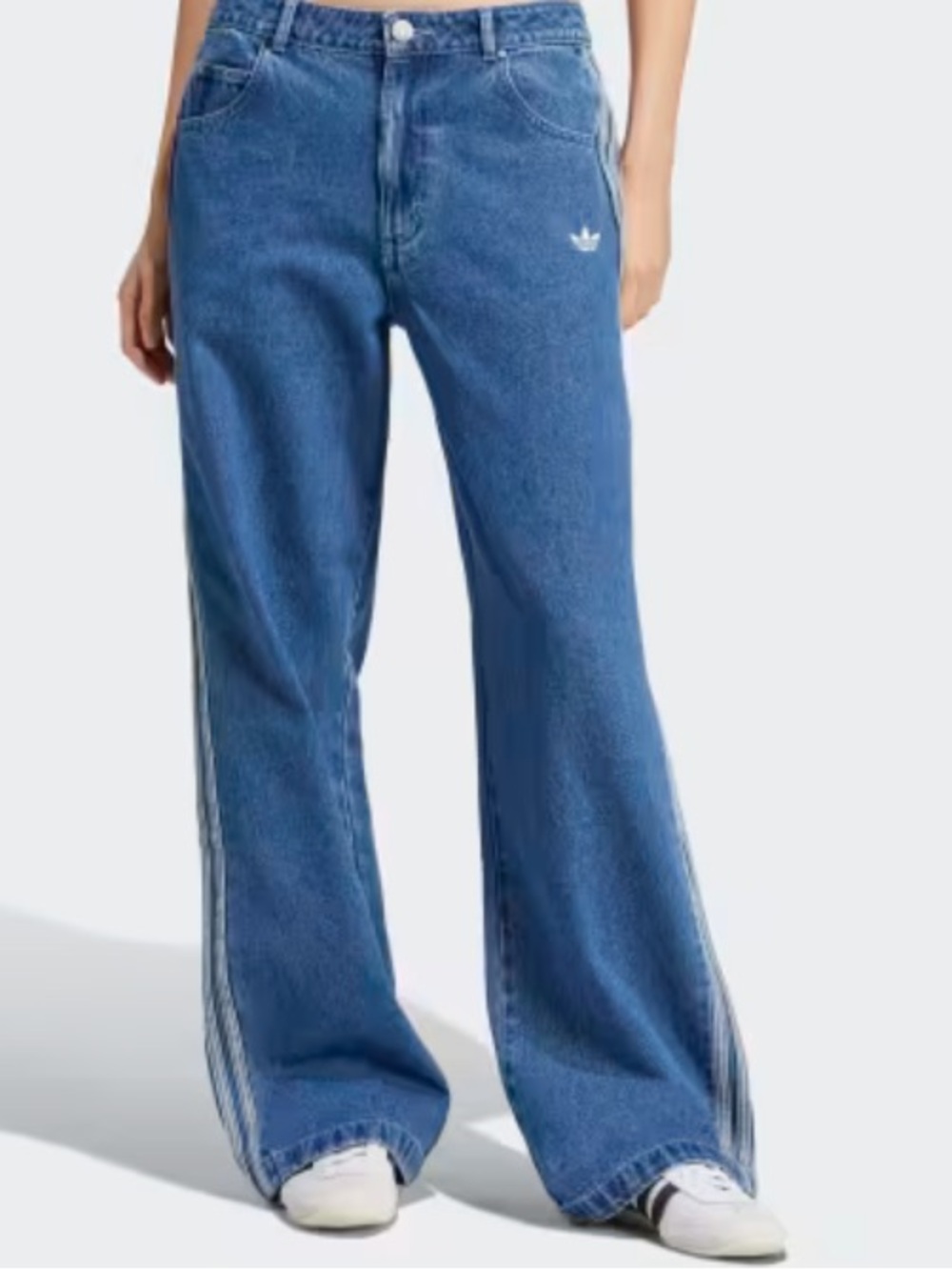 Adidas Women’s Jeans Blue Size 34  Adicolor Firebird Denim Cotton Back To School